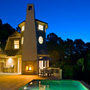 Night time Architectural Photograph of Pool and Tower of Home on Kiawah Island Beach Front