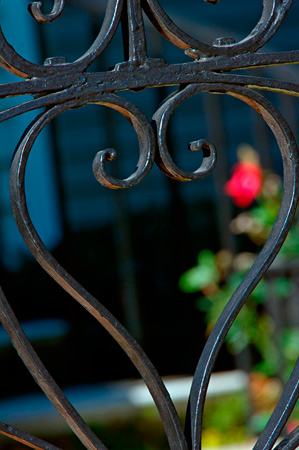 Heart shaped ironwork with a rose