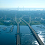 Aerial Photography of the ashley and Cooper River Bridges and Downtown Charleston